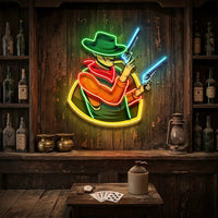Cowboy Holding Gun LED Neon Sign Light Pop Art