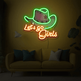 Cowgirl Hat Neon Sign Wall Art Decor Sign