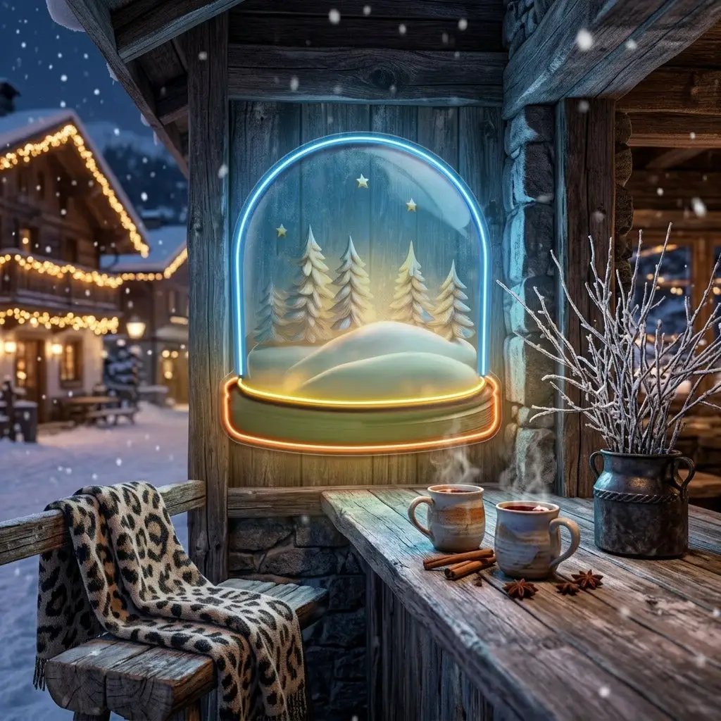 Cozy Night Snow Globe LED Neon Sign Light Pop Art