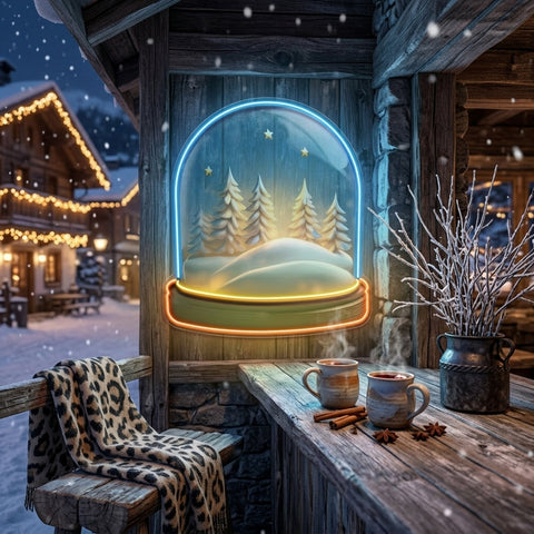 Cozy Night Snow Globe LED Neon Sign Light Pop Art