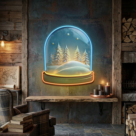 Cozy Night Snow Globe LED Neon Sign Light Pop Art