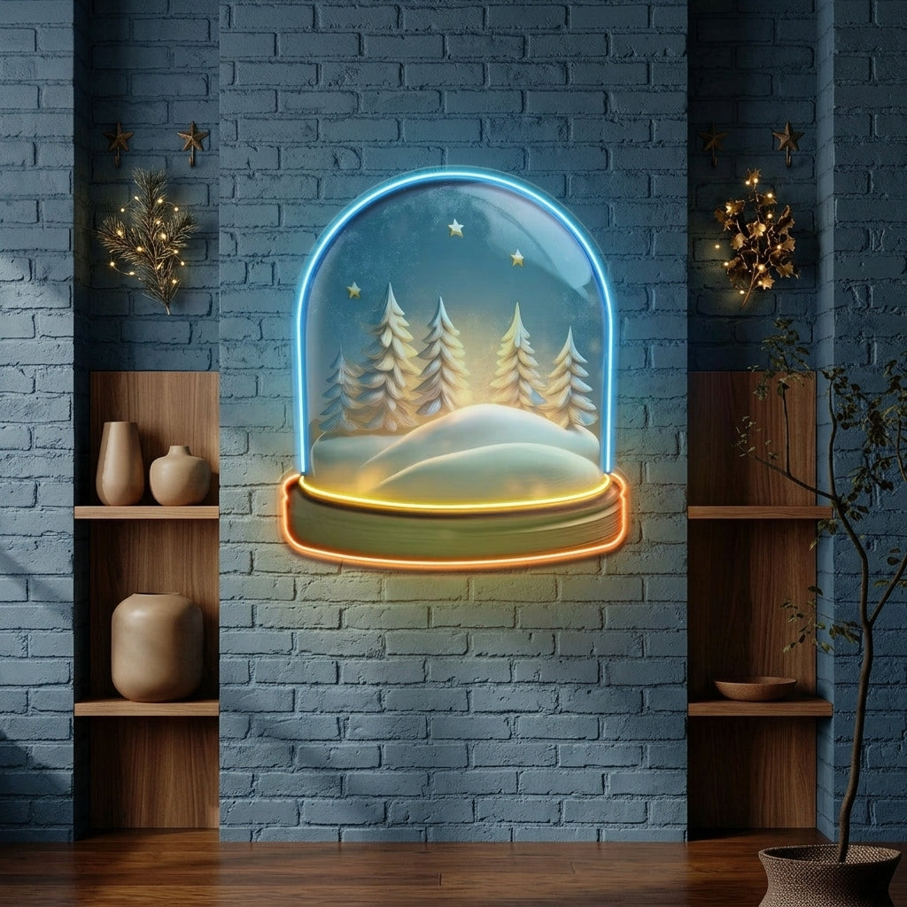 Cozy Night Snow Globe LED Neon Sign Light Pop Art