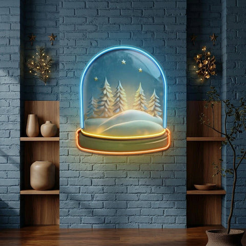 Cozy Night Snow Globe LED Neon Sign Light Pop Art