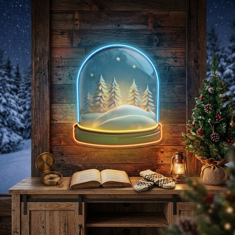Cozy Night Snow Globe LED Neon Sign Light Pop Art