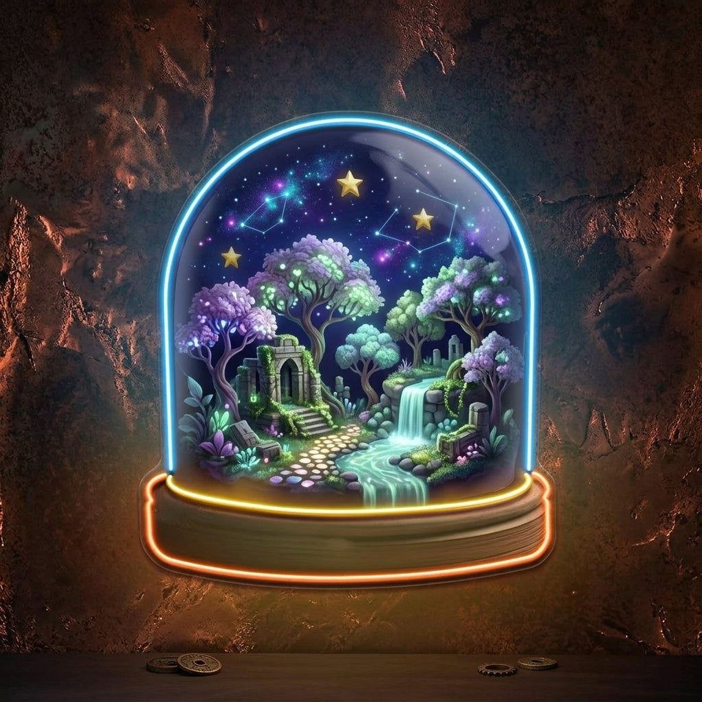 Cozy Night Snow Globe LED Neon Sign Light Pop Art