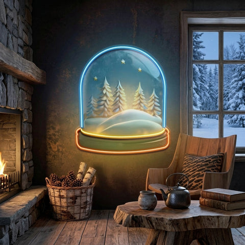 Cozy Night Snow Globe LED Neon Sign Light Pop Art