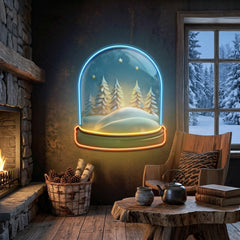 Cozy Night Snow Globe LED Neon Sign Light Pop Art