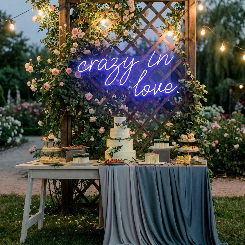 Crazy In Love Led Neon Sign Light, Custom Wedding Neon Sign For Reception, neon light sign for wedding