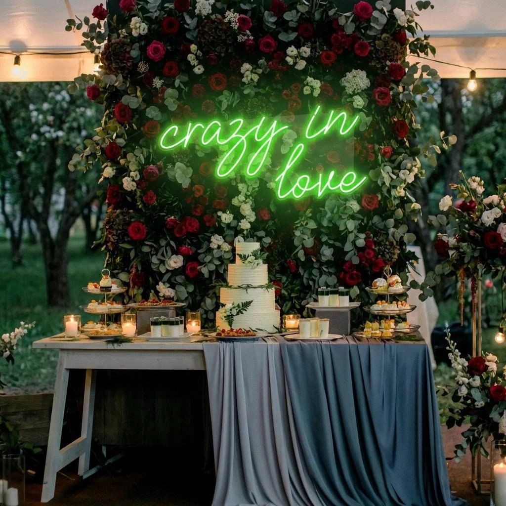 Crazy In Love Led Neon Sign Light, Custom Wedding Neon Sign For Reception, neon light sign for wedding