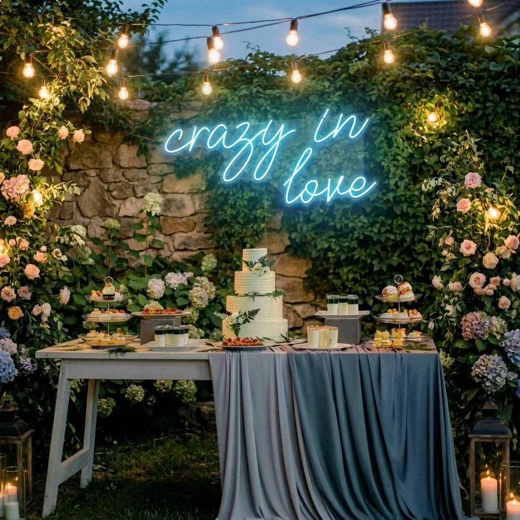 Crazy In Love Led Neon Sign Light, Custom Wedding Neon Sign For Reception, neon light sign for wedding