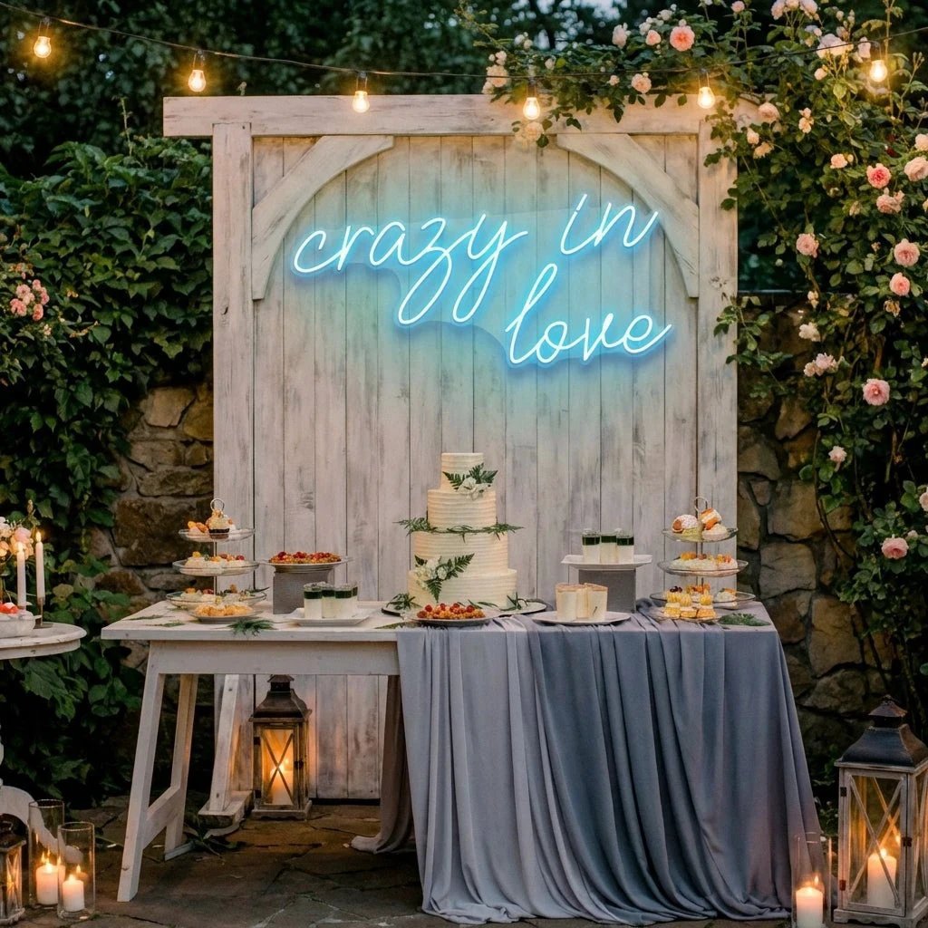 Crazy In Love Led Neon Sign Light, Custom Wedding Neon Sign For Reception, neon light sign for wedding