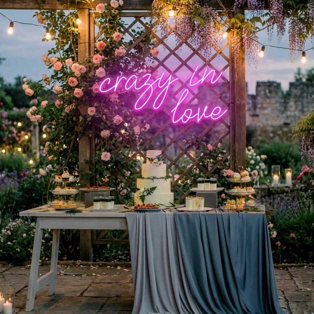Crazy In Love Led Neon Sign Light, Custom Wedding Neon Sign For Reception, neon light sign for wedding