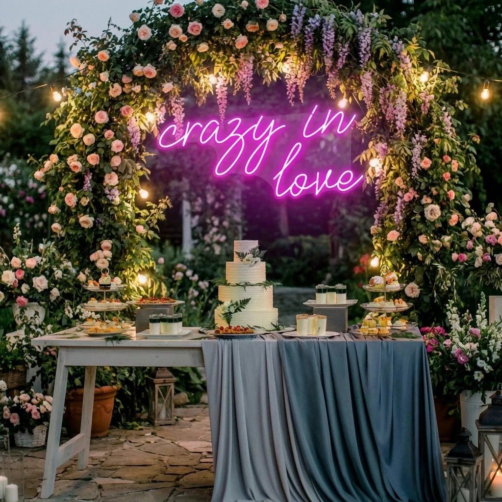Crazy In Love Led Neon Sign Light, Custom Wedding Neon Sign For Reception, neon light sign for wedding