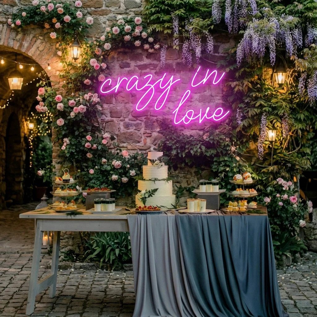 Crazy In Love Led Neon Sign Light, Custom Wedding Neon Sign For Reception, neon light sign for wedding
