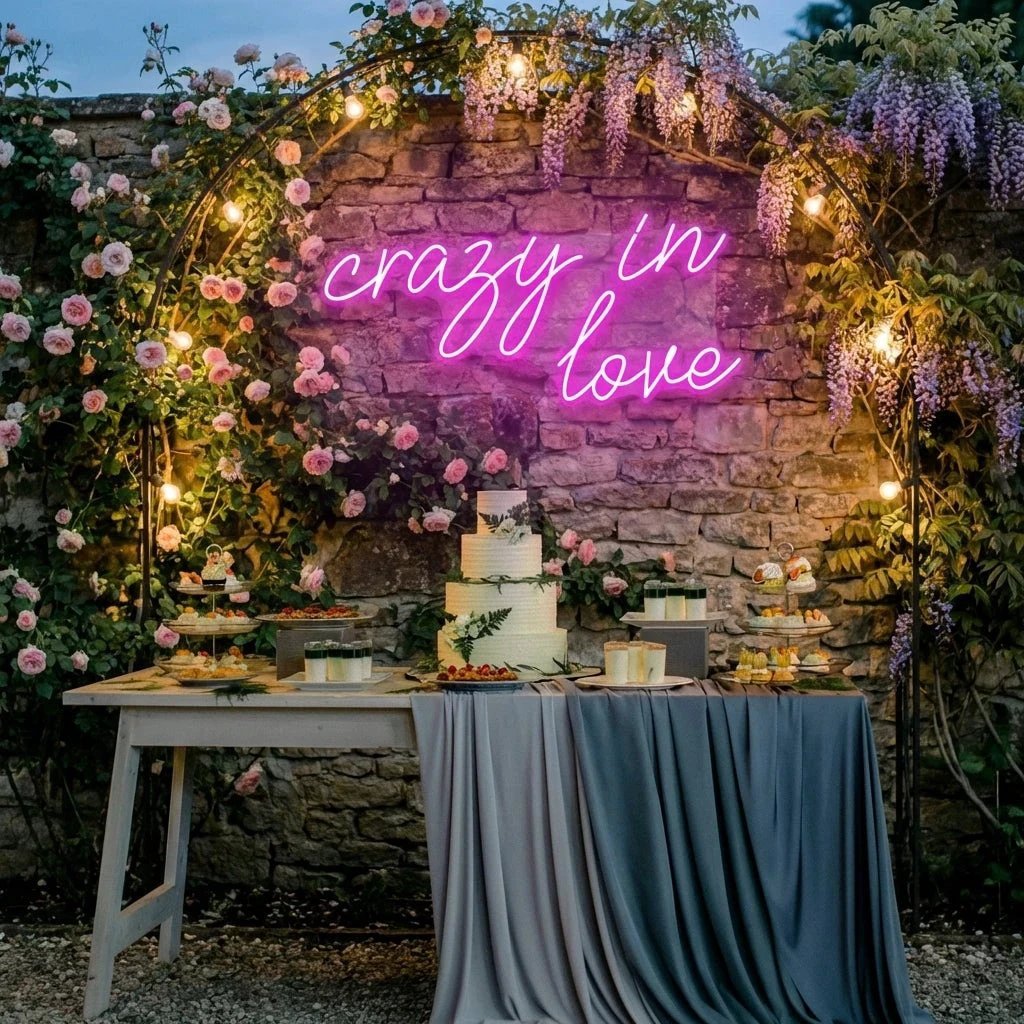 Crazy In Love Led Neon Sign Light, Custom Wedding Neon Sign For Reception, neon light sign for wedding
