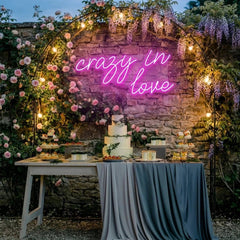 Crazy In Love Led Neon Sign Light, Custom Wedding Neon Sign For Reception, neon light sign for wedding