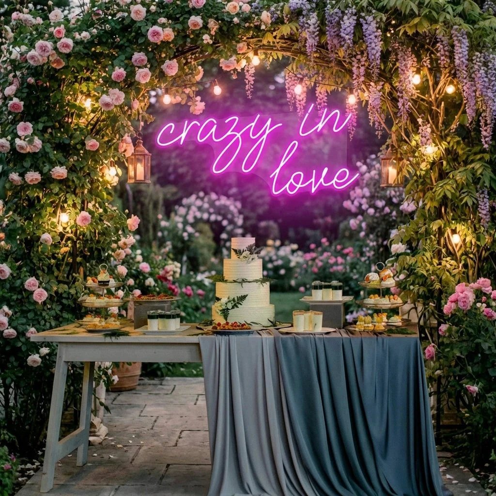 Crazy In Love Led Neon Sign Light, Custom Wedding Neon Sign For Reception, neon light sign for wedding