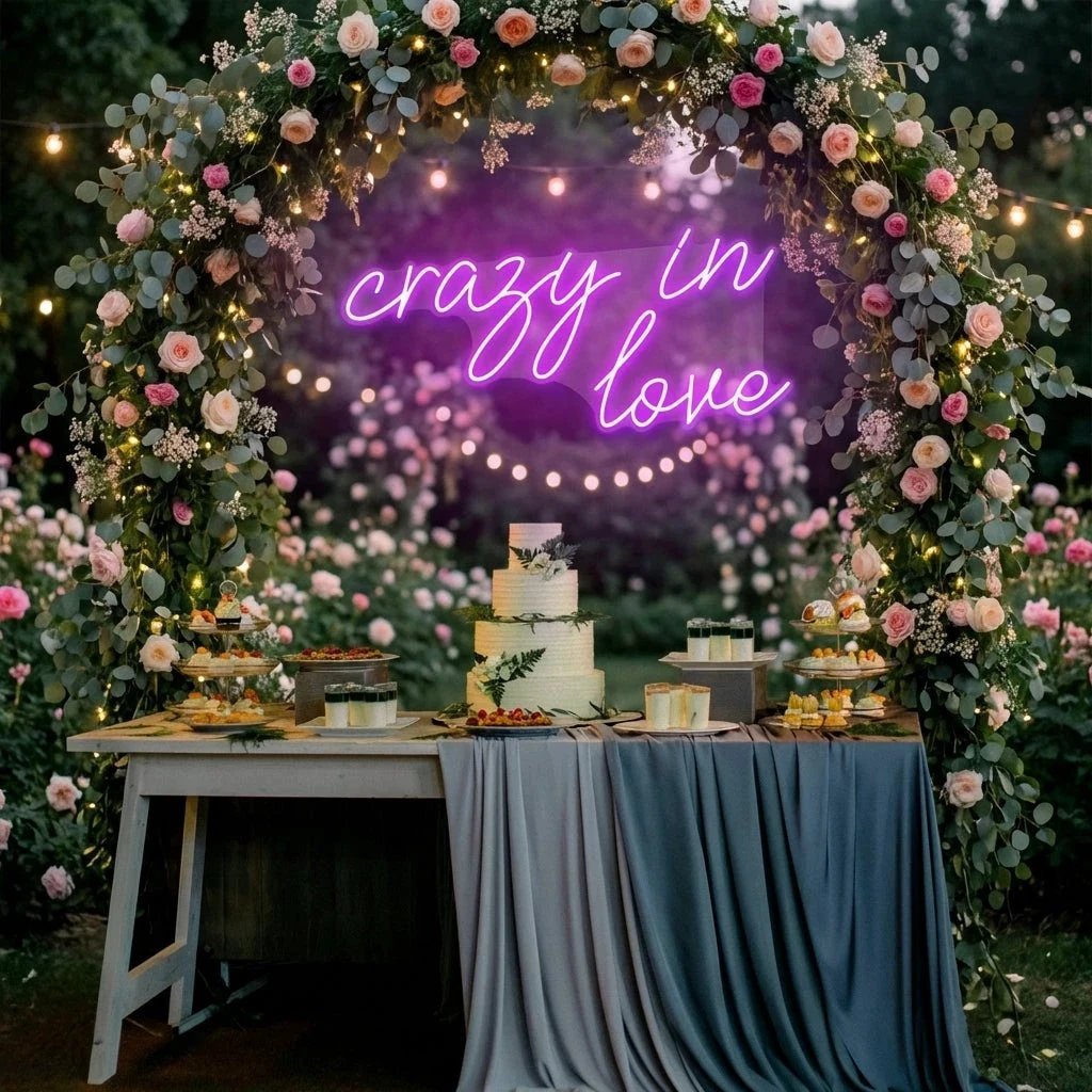 Crazy In Love Led Neon Sign Light, Custom Wedding Neon Sign For Reception, neon light sign for wedding