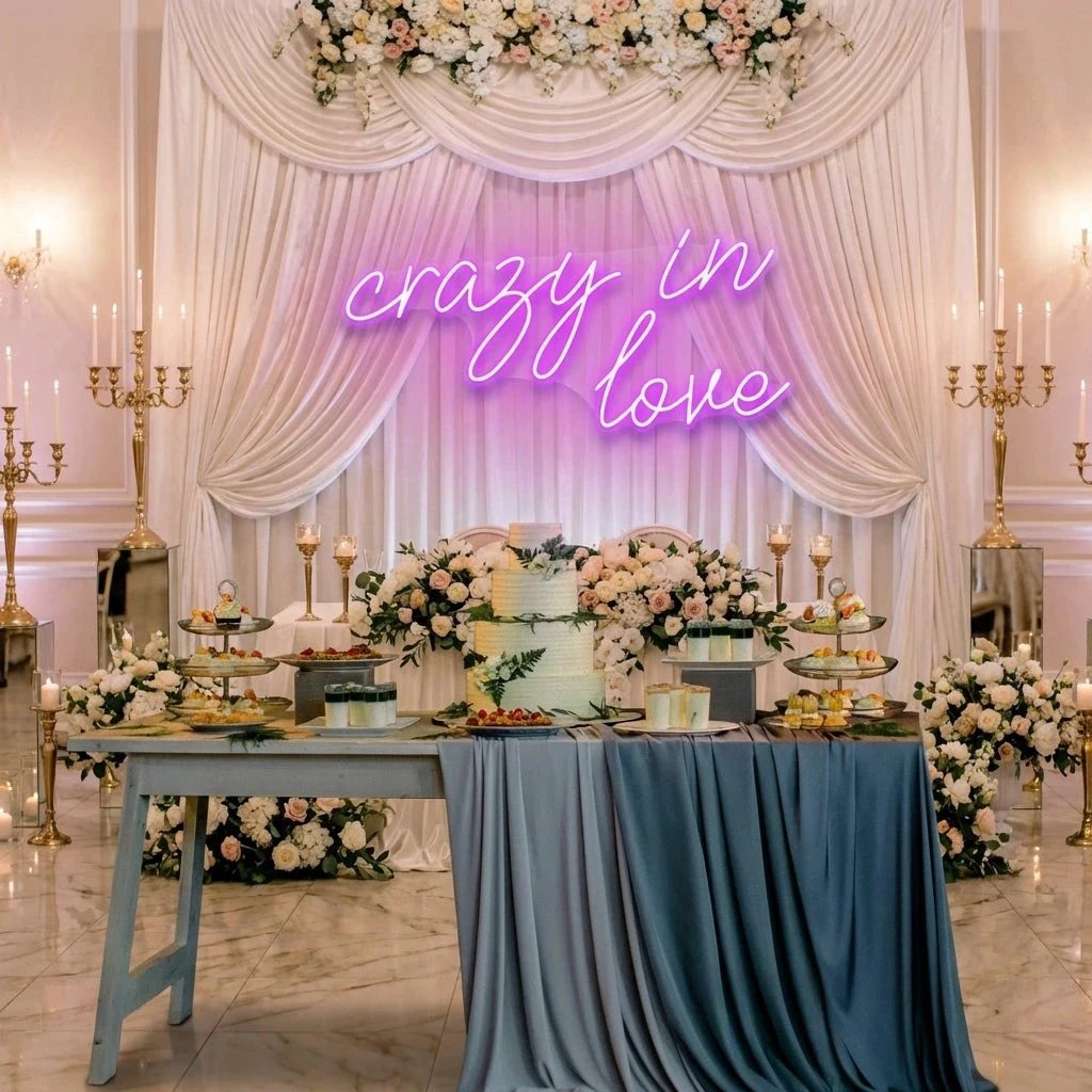 Crazy In Love Led Neon Sign Light, Custom Wedding Neon Sign For Reception, neon light sign for wedding