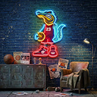 Crocodile Play Basketball LED Neon Sign Light Pop Art