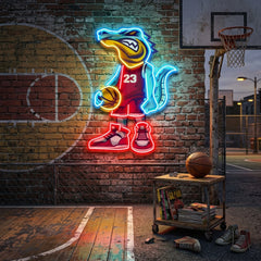 Crocodile Play Basketball LED Neon Sign Light Pop Art