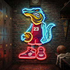 Crocodile Play Basketball LED Neon Sign Light Pop Art