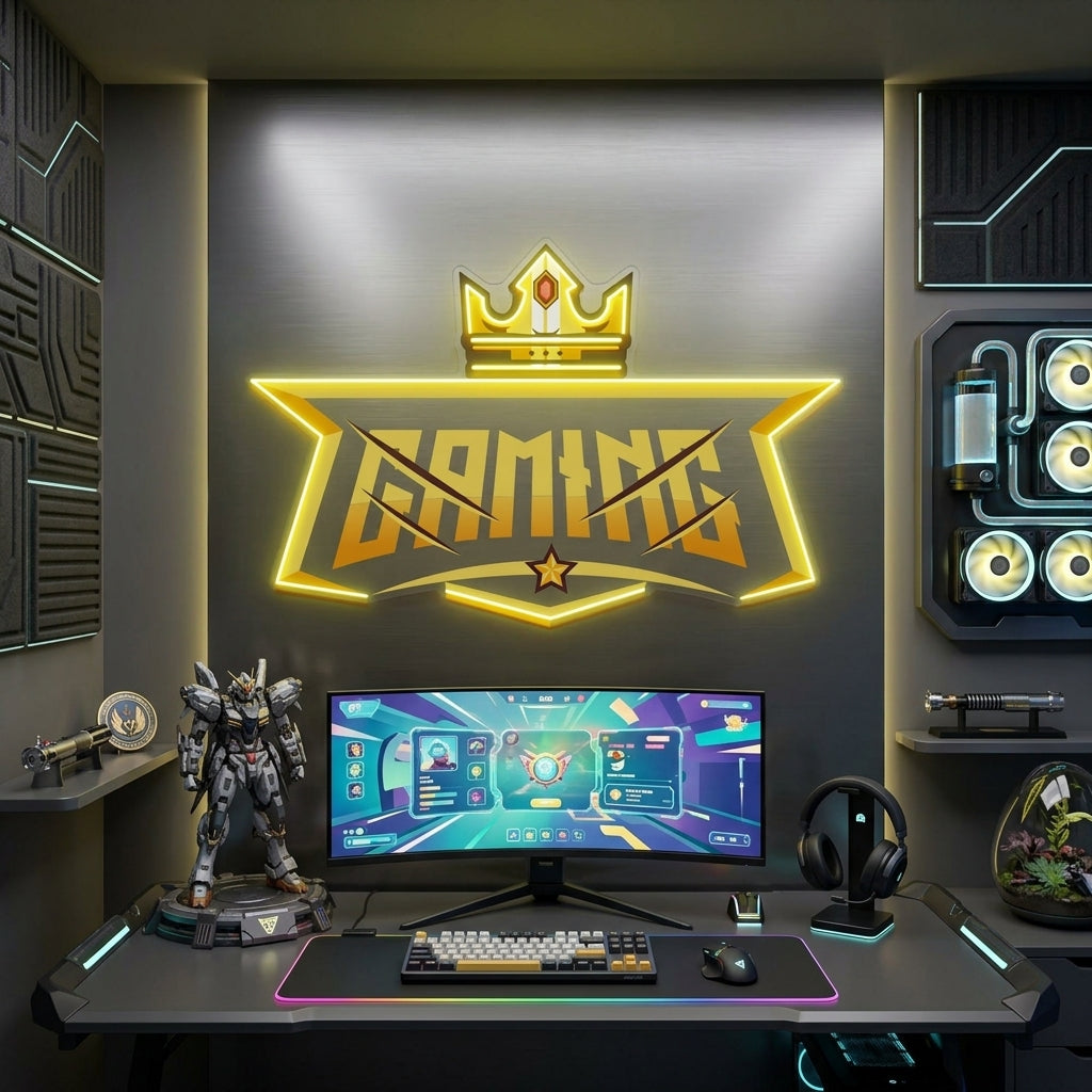 Crown Gamming LED Neon Sign Light Pop Art