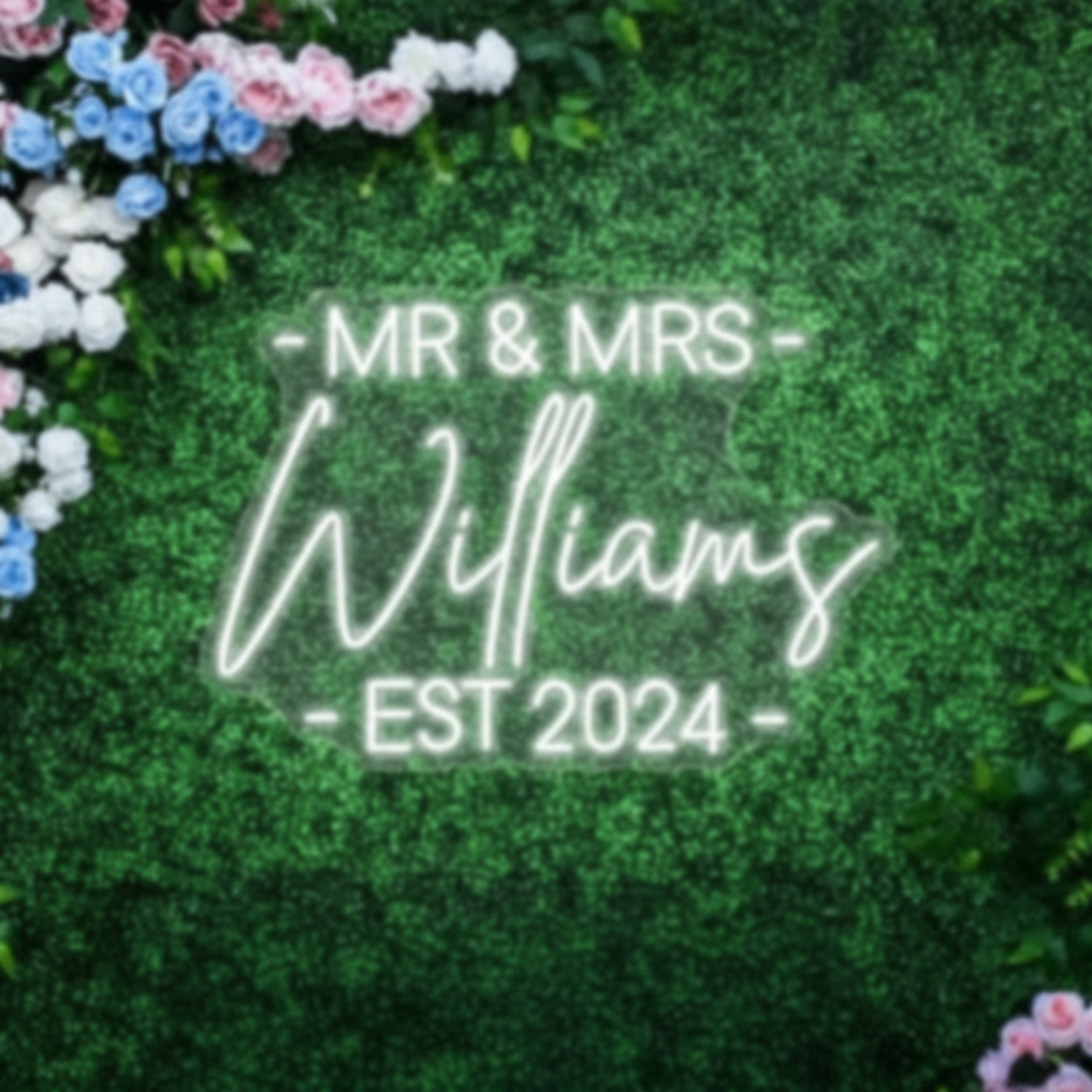 Custom Mr & Mrs Last Name With EST Year LED Neon Sign