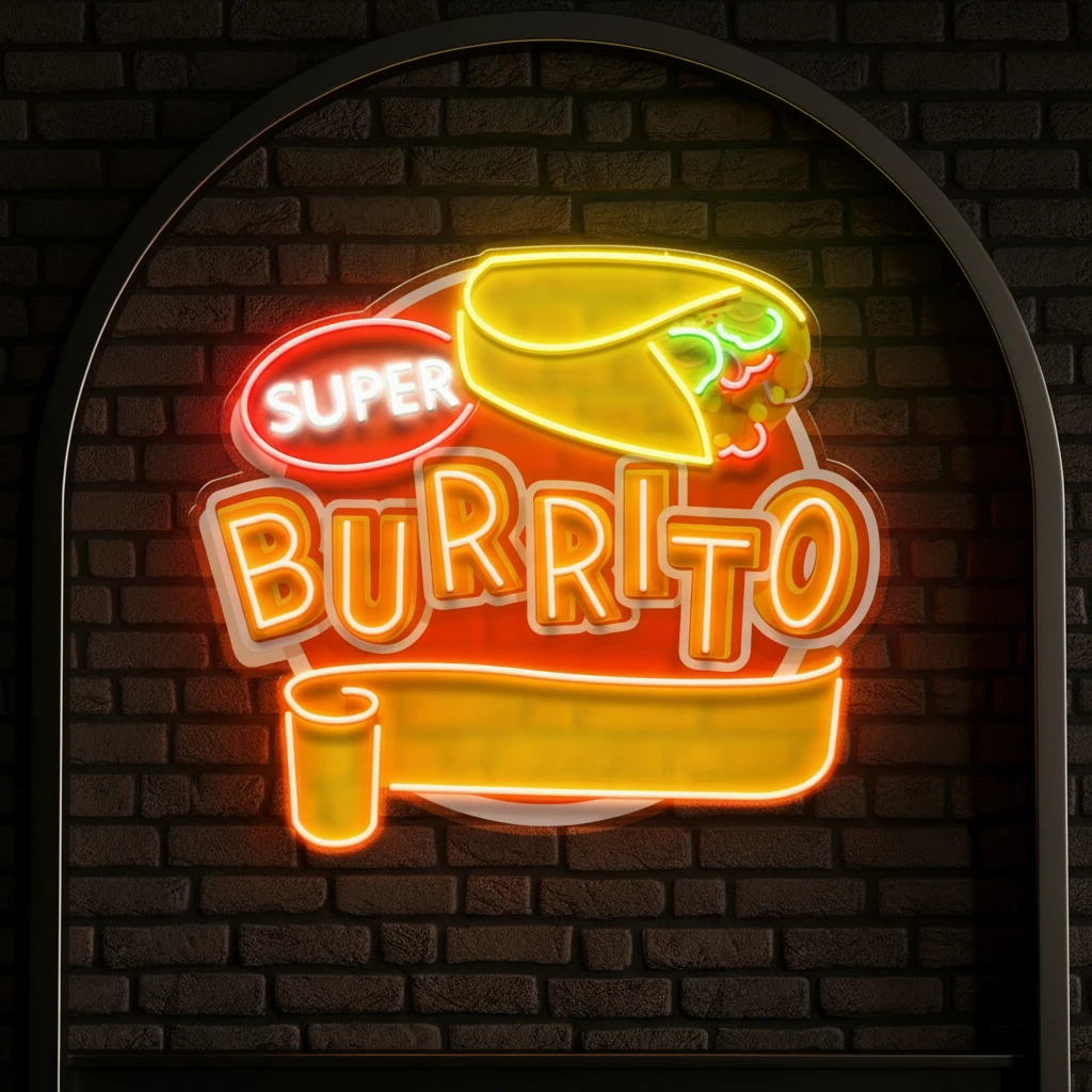 Custom Brand Name Burrito Mexican Food Restaurant Decor Artwork Led Neon Sign Light