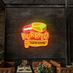Custom Brand Name Burrito Mexican Food Restaurant Decor Artwork Led Neon Sign Light