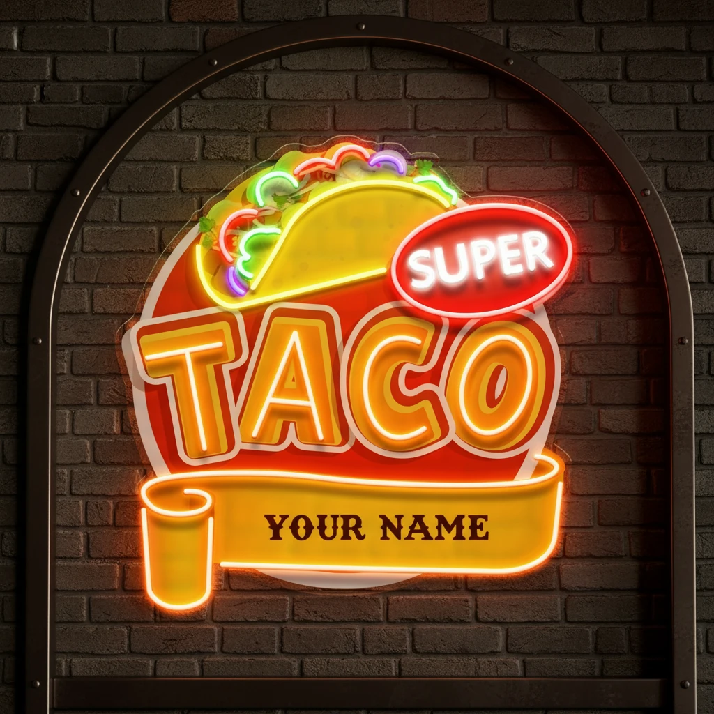 Custom Brand Name Taco Mexican Food Restaurant Decor Artwork Led Neon Sign Light