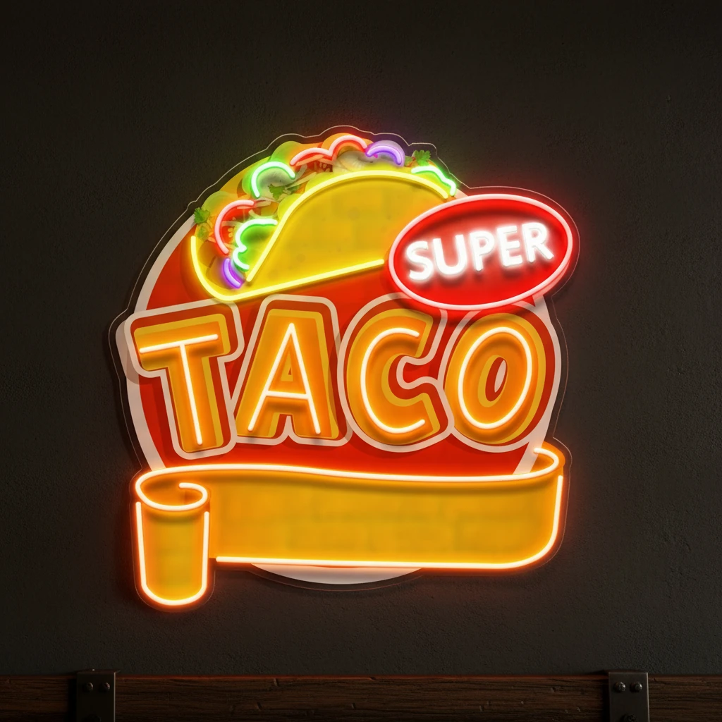 Custom Brand Name Taco Mexican Food Restaurant Decor Artwork Led Neon Sign Light