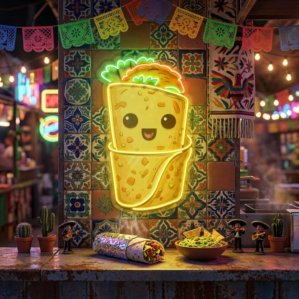 Custom Burrito Mexican Food Restaurant Decor Artwork Led Neon Sign Light
