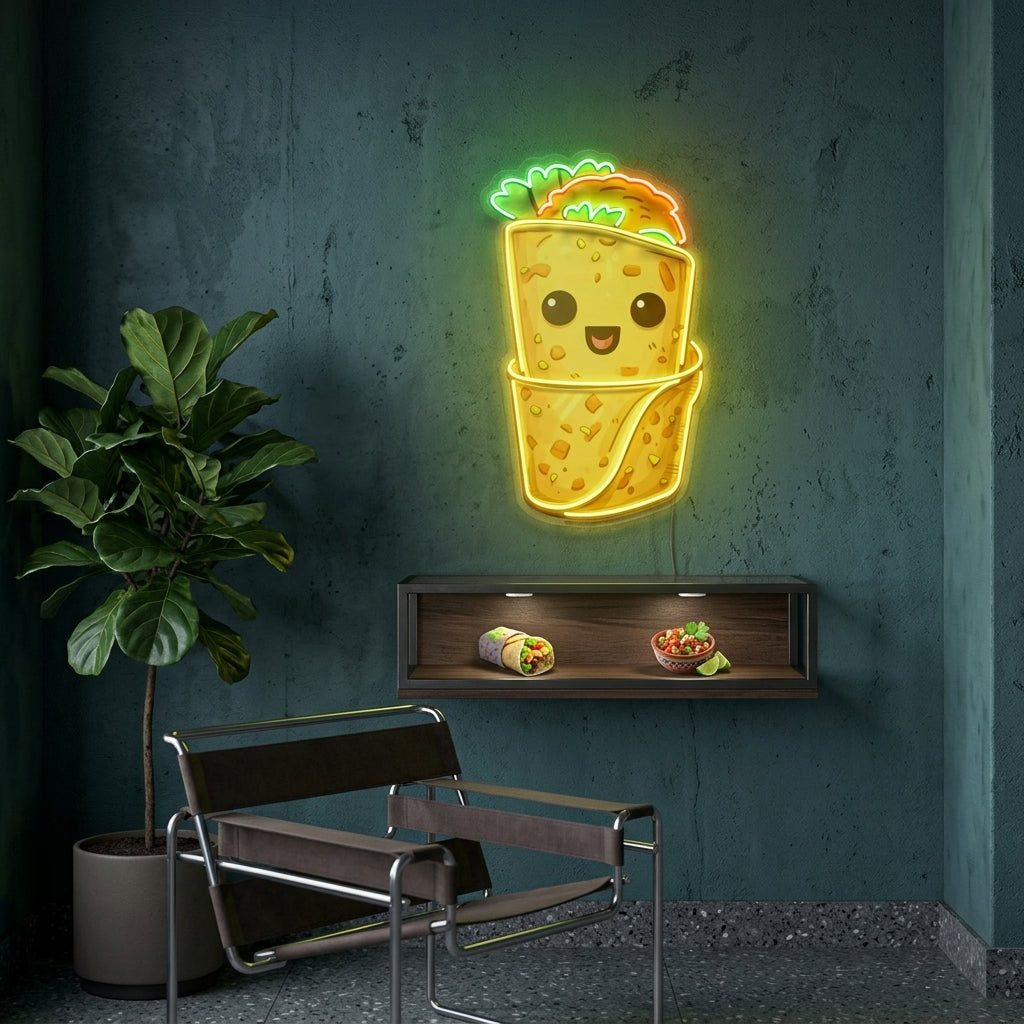 Custom Burrito Mexican Food Restaurant Decor Artwork Led Neon Sign Light