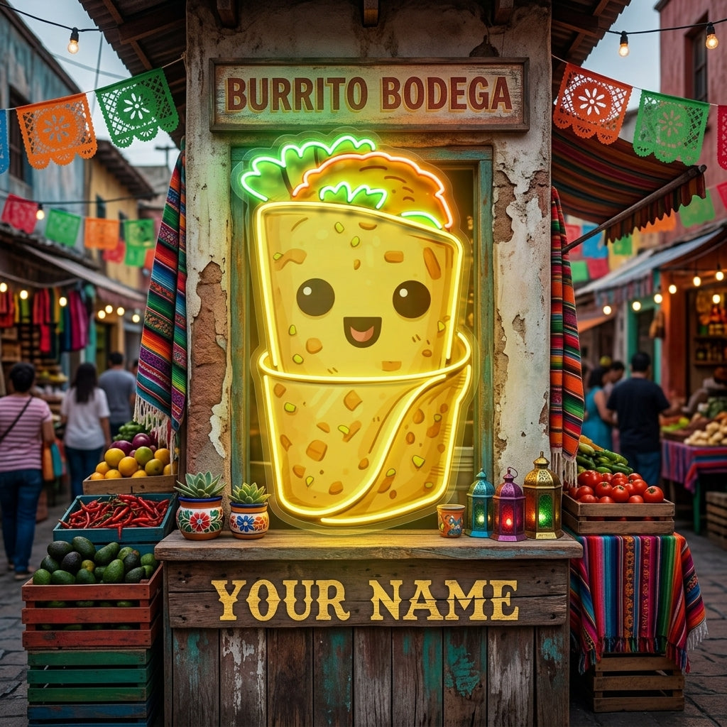 Custom Burrito Mexican Food Restaurant Decor Artwork Led Neon Sign Light