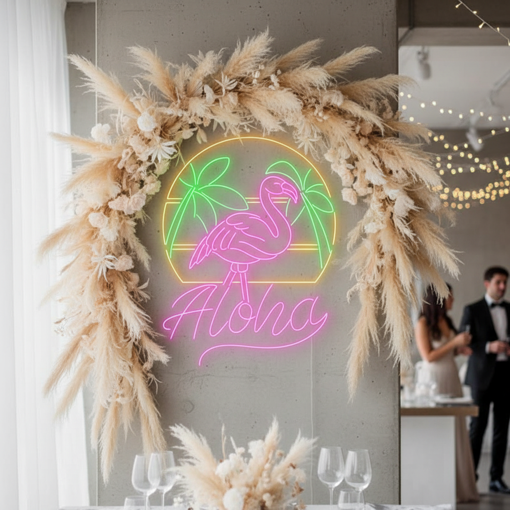 Custom Flamingo Neon Light Summer Palm Tree Led Light - VN03 - Customneonstudio