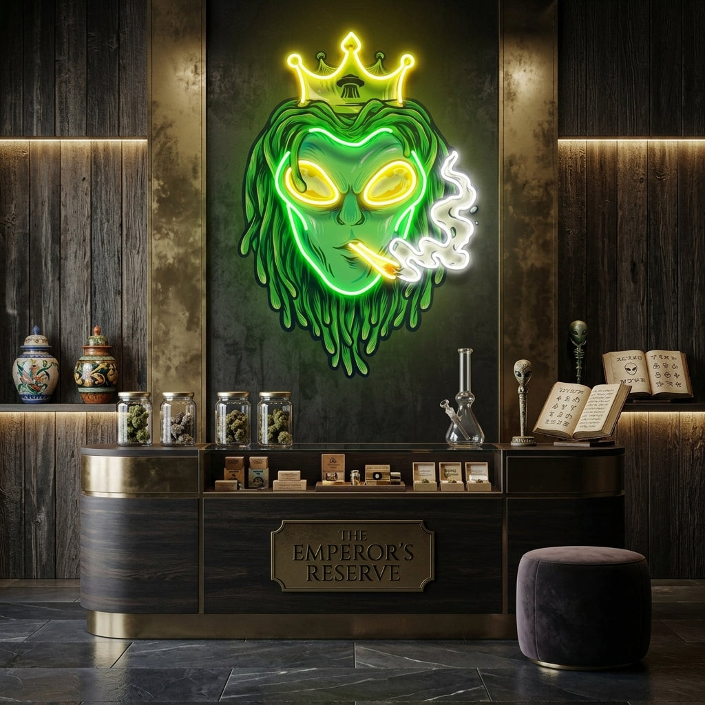 Custom Name Alien Dreadlock King weed Smoke Artwork Led Neon Sign Light