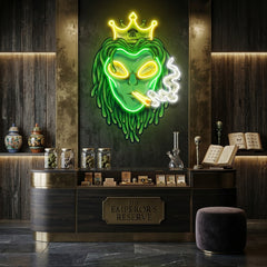 Custom Name Alien Dreadlock King weed Smoke Artwork Led Neon Sign Light