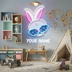 Custom Name Beautiful Rabbit Girl Gift For Kids Led Neon Sign Light