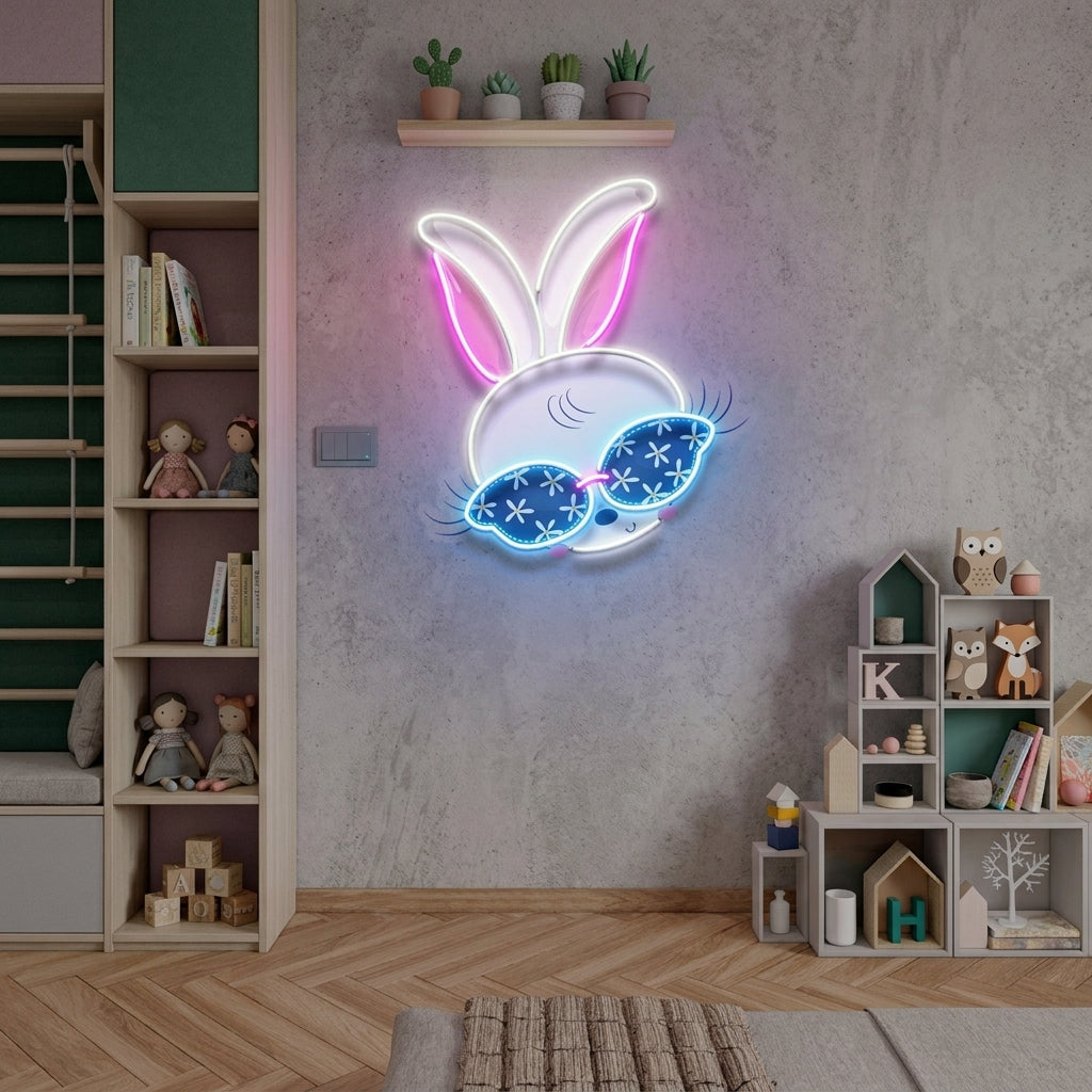 Custom Name Beautiful Rabbit Girl Gift For Kids Led Neon Sign Light
