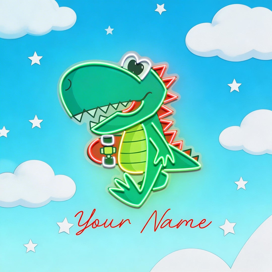 Custom Name Cool Dinosaur Boy Artwork Led Neon Sign Light