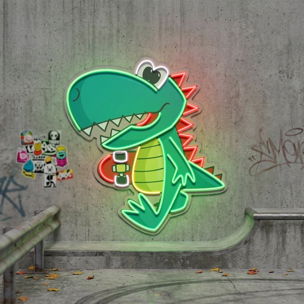Custom Name Cool Dinosaur Boy Artwork Led Neon Sign Light