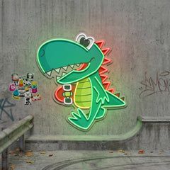 Custom Name Cool Dinosaur Boy Artwork Led Neon Sign Light