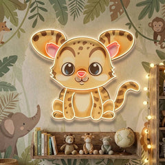 Custom Name Cute Baby Leopard Artwork Led Neon Sign Light