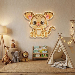 Custom Name Cute Baby Leopard Artwork Led Neon Sign Light