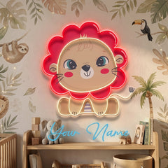 Custom Name Cute Baby Lion Artwork Led Neon Sign Light
