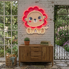 Custom Name Cute Baby Lion Artwork Led Neon Sign Light