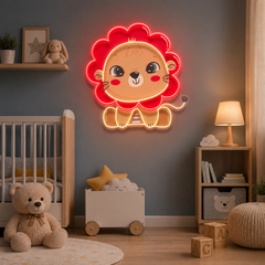 Custom Name Cute Baby Lion Artwork Led Neon Sign Light