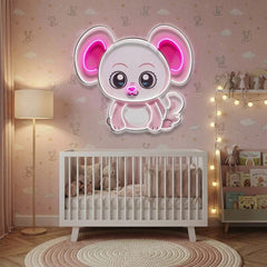Custom Name Cute Baby Pink Mouse Artwork Led Neon Sign Light