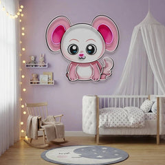 Custom Name Cute Baby Pink Mouse Artwork Led Neon Sign Light